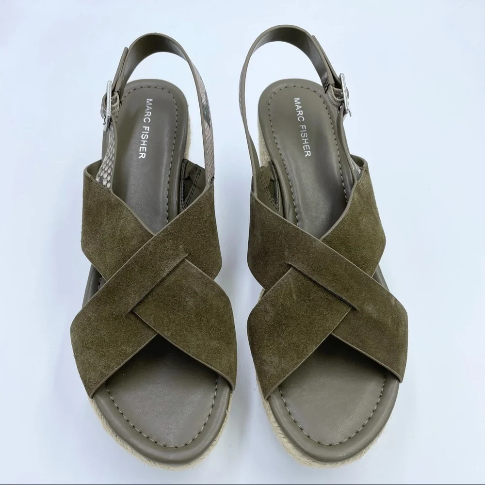 Marc Fisher Platform Espadrille Green Sandals
